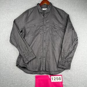 Express Shirt Dark Gray Pocket Casual Classic Button Up Long Sleeve Mens Large